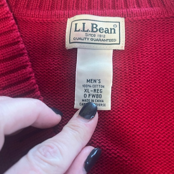 L.L.Bean Mens Red Cotton Knit V-Neck Sweater Vest Size XLarge #OFW80 - Picture 3 of 8